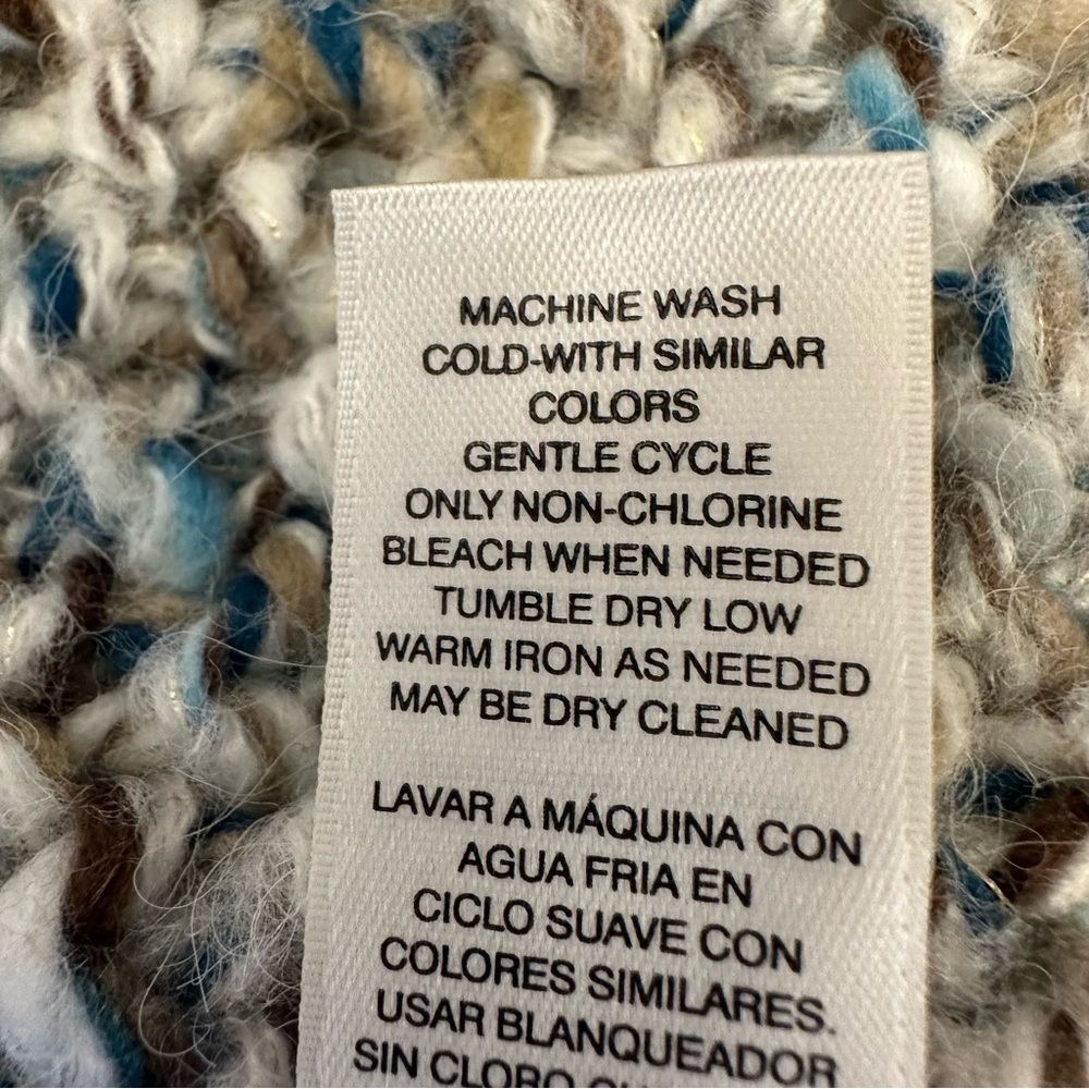 Chico’s Sleeveless Open Front Marled Knit Long Cardigan Vest Blue Brown 2 Large - Picture 10 of 10